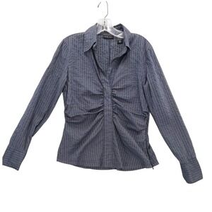 New York &‎ Company Stretch Top Ruched Front Long Sleeve Blouse Size 8